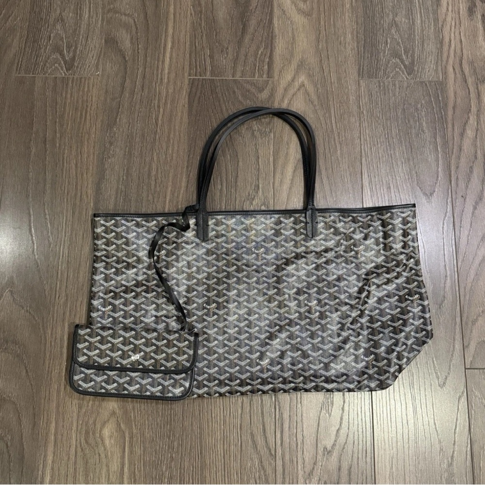 GOYARD GOYARDINE ST LOUIS GM TOTE BAG IN BLACK GOYARD TOTE BAG